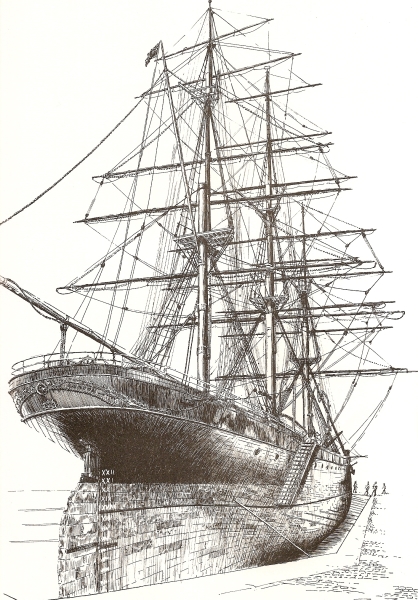 The Cutty Sark from the stern