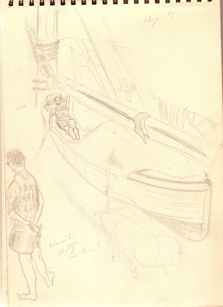 Mayflower: Warwick Charlton, and Lee Israel in boat